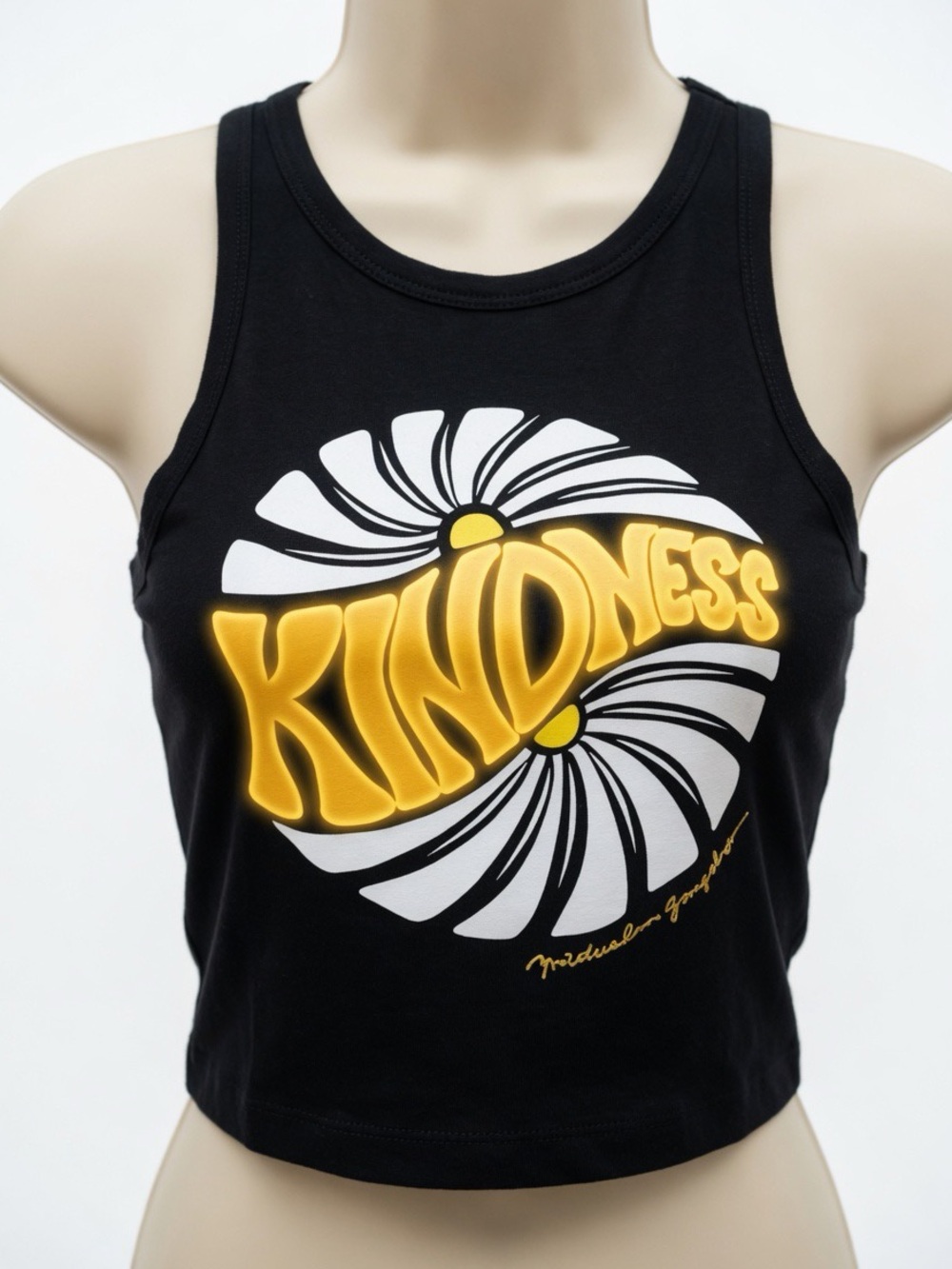 Spiritual Gangster Kindness High Neck Cotton Crop Tank Top Black Yoga S NWOT